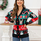 Lesmart V-neck Jacquard Christmas Sweater